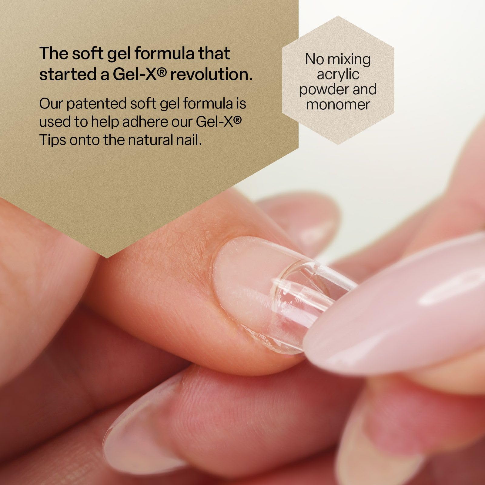 APRÉS application of Extend Gel with Gel‑X tip demonstrating strong adhesion