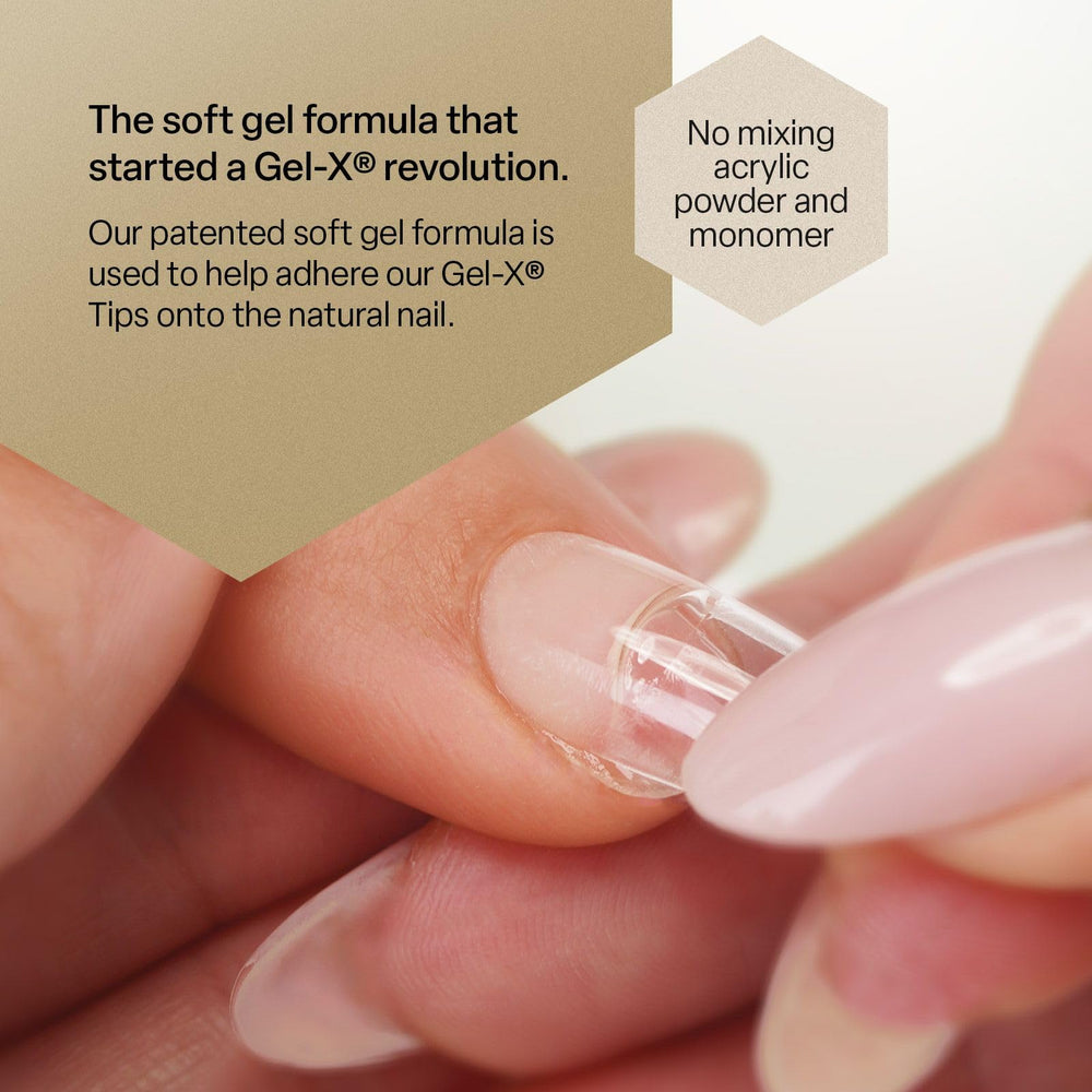 APRÉS application of Extend Gel with Gel‑X tip demonstrating strong adhesion