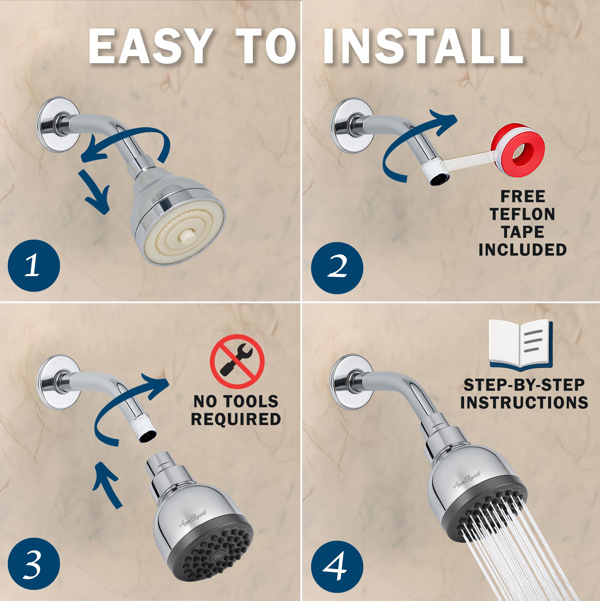 Aqua Elegante running spray demonstrates concentrated high pressure flow
