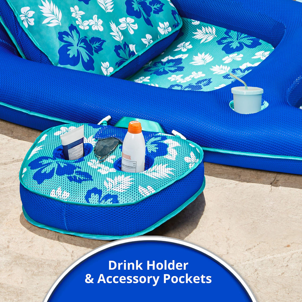 Aqua LEISURE attachable caddy and oversized cupholder keeping drinks and snacks close
