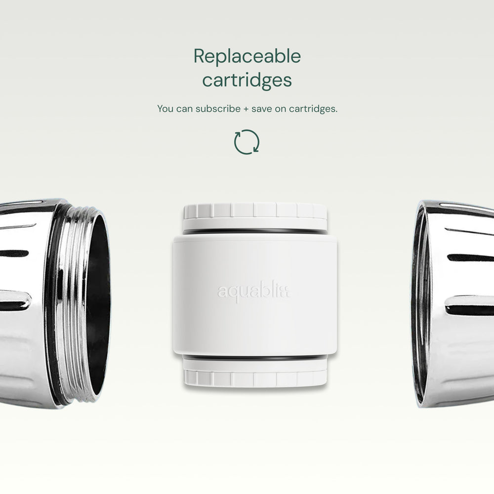 Aquabliss SFC100 in bathroom lifestyle showing smoother skin results