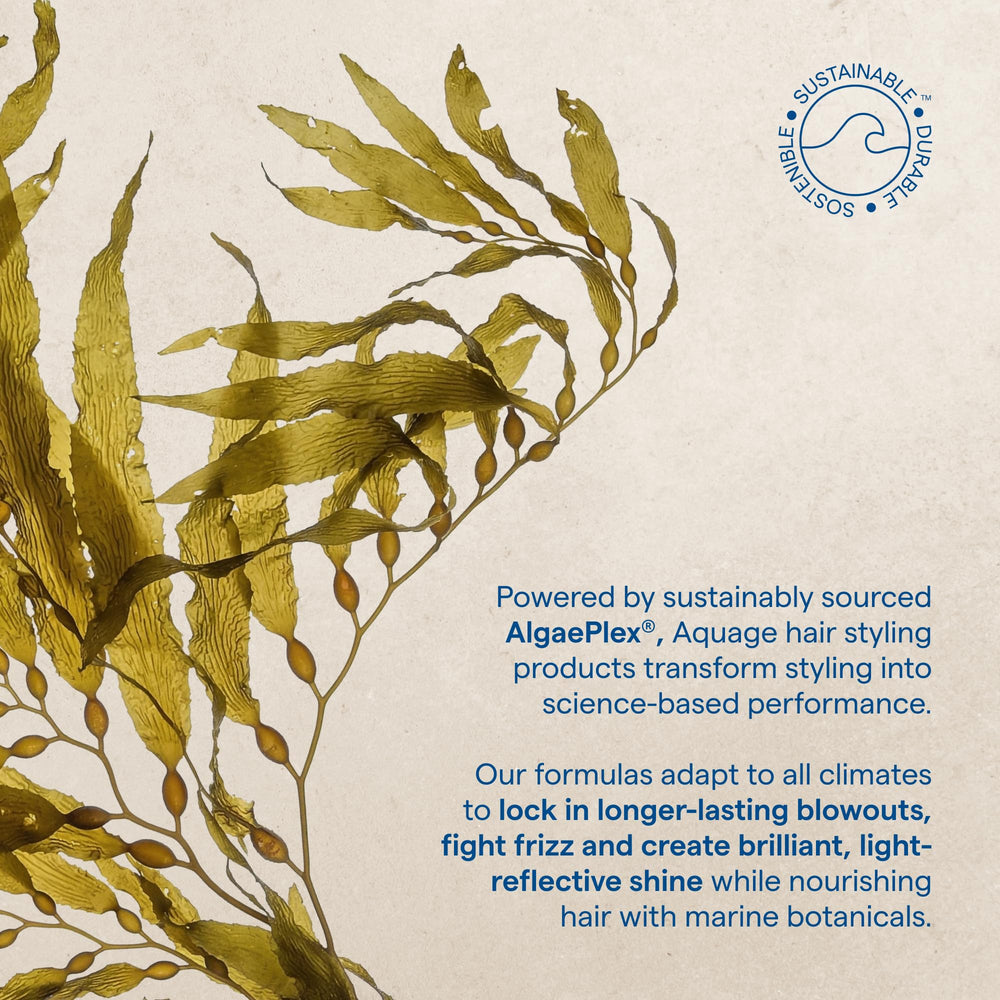 Aquage label close-up focusing on ingredients and clean formulation benefit