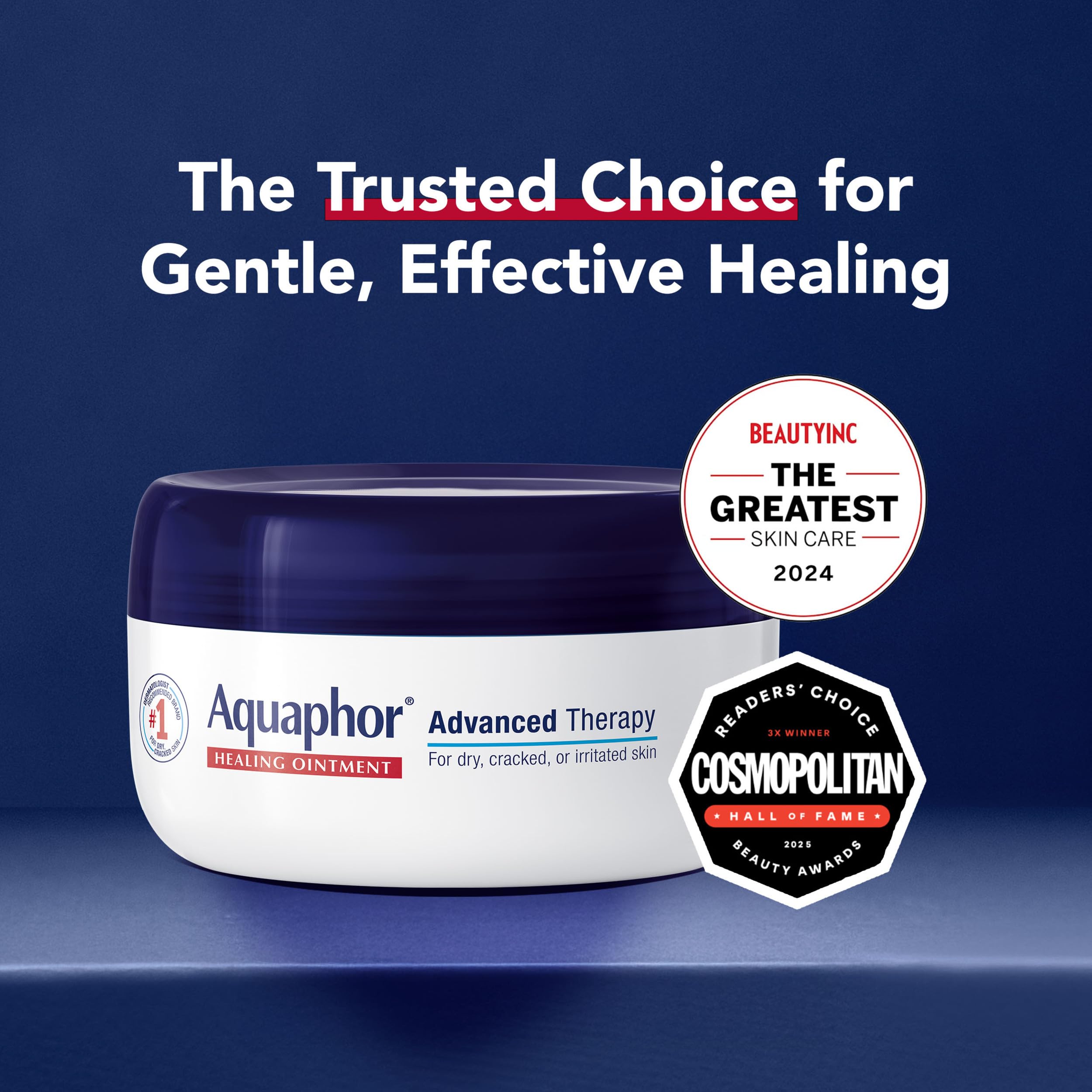 Aquaphor open jar showing ointment texture for moisturization benefit
