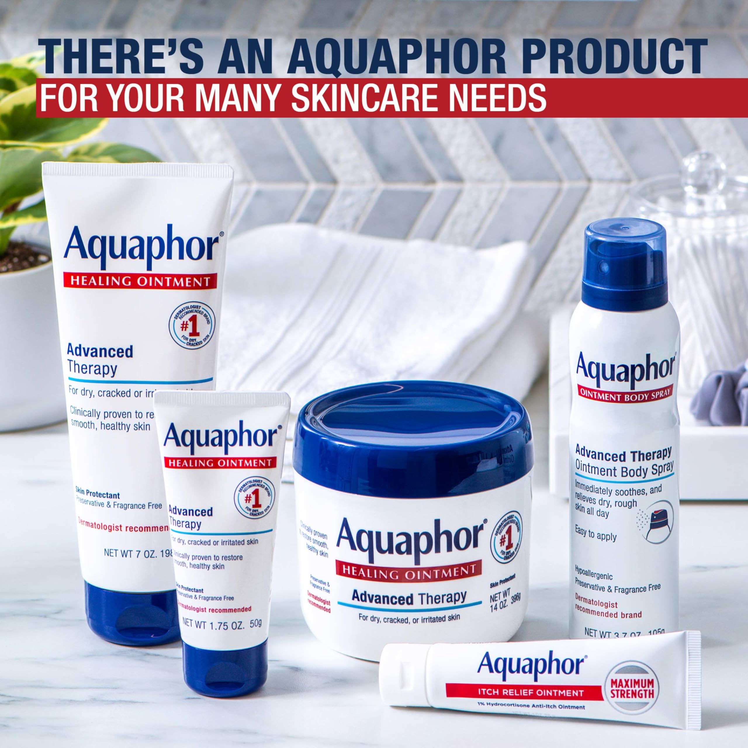 Aquaphor three tubes flatlay highlighting multipack value