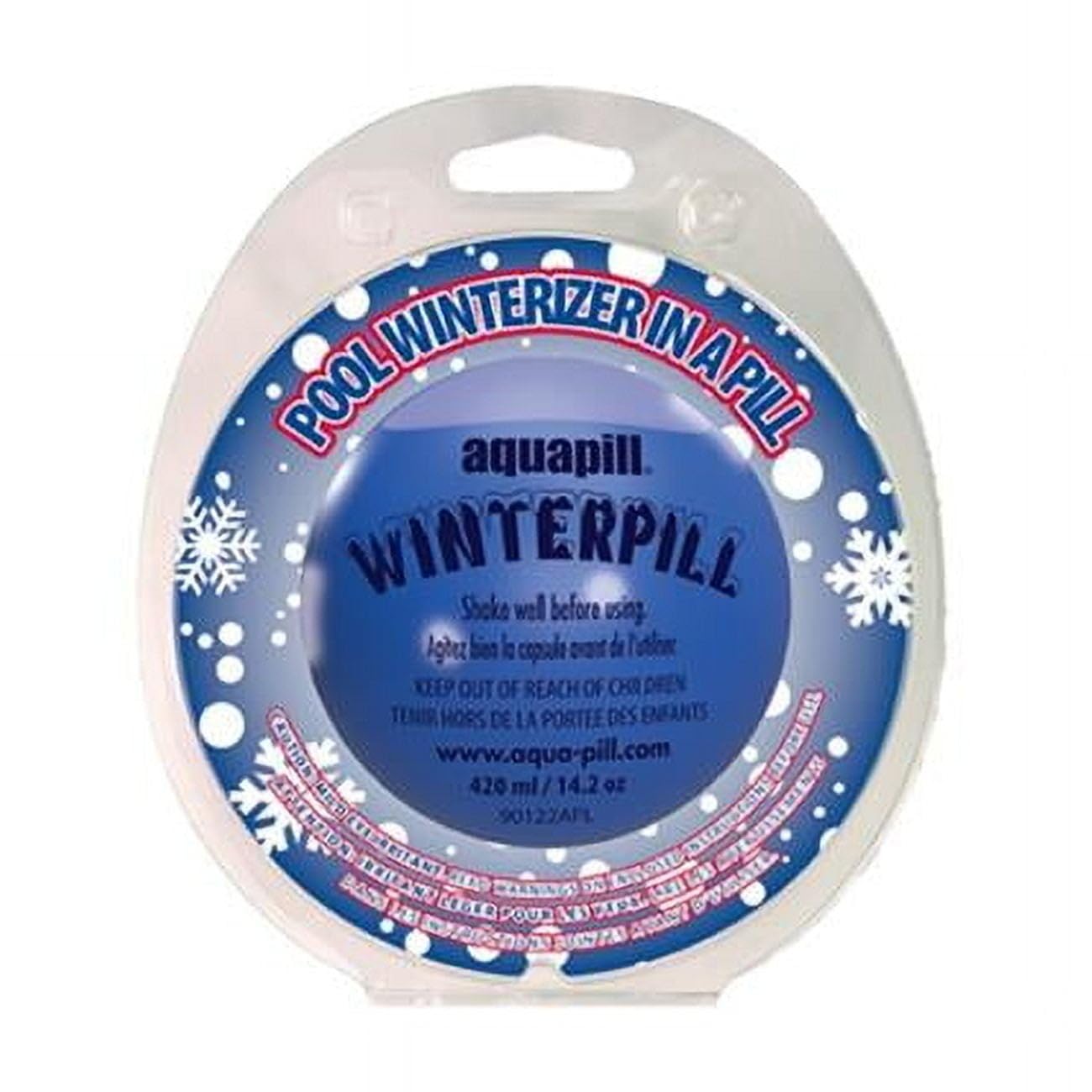 Aquapill WinterPill floating in a covered pool, provides steady protection through winter