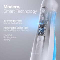 AquaSonic orthodontic tip pictured cleaning around braces to reach tight spaces effectively