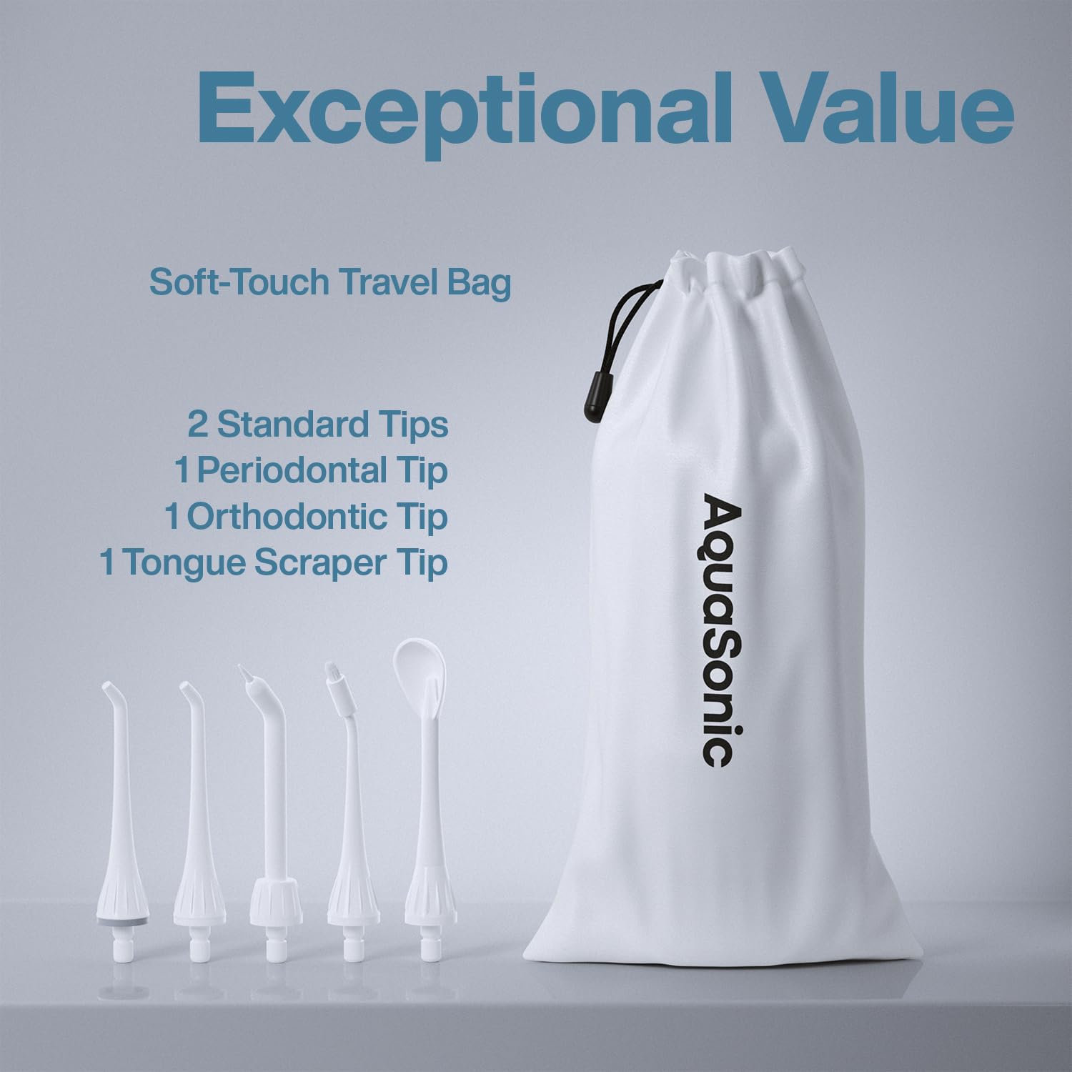 AquaSonic tongue scraper tip detail demonstrating fresher breath and surface residue removal