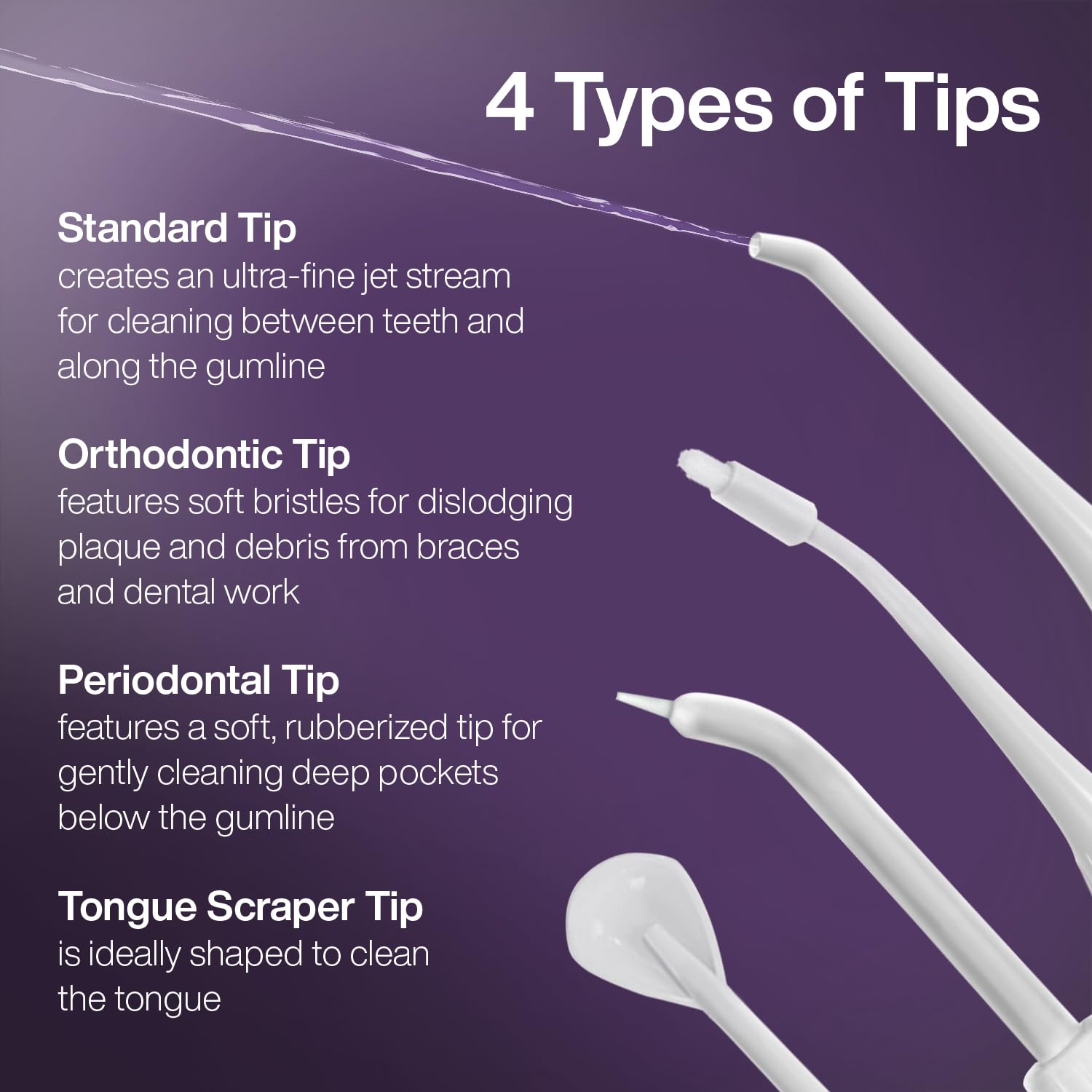 AquaSonic tongue scraper tip close detail for fresher breath and surface cleaning