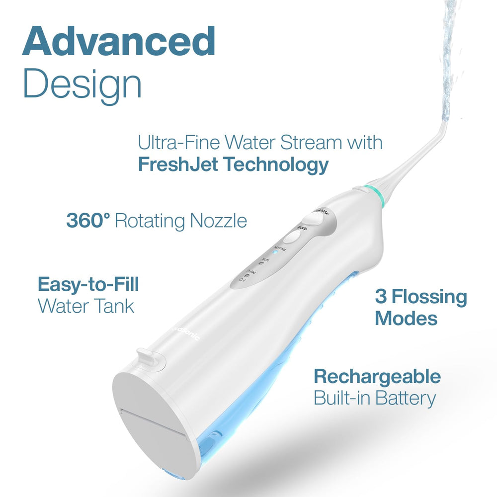 AquaSonic exposed waterproof seal illustrating easy rinsing and safe shower use