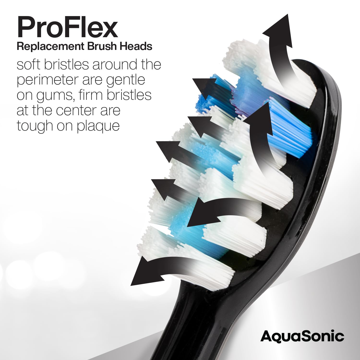 AquaSonic side profile of brush head showing compact shape and reach