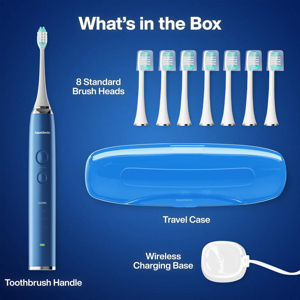 Aquasonic next to toothpaste tube showing compact size and practical home storage benefit