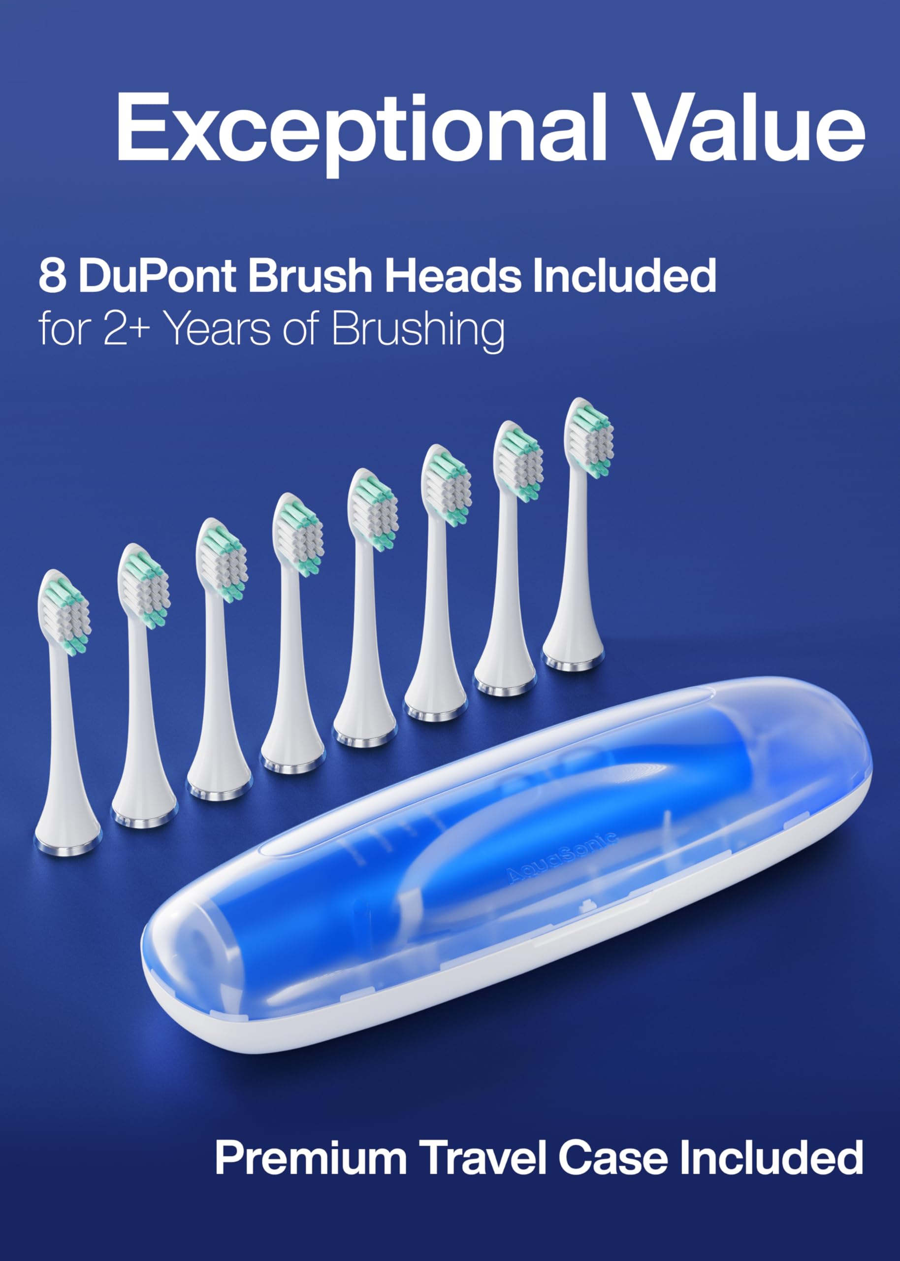 Aquasonic toothbrush on wireless charging pad demonstrating fast, cable-free recharging