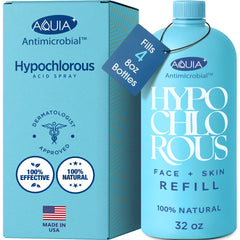 Aquia front label on 32oz refill bottle showing clear, travel-friendly format