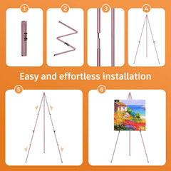 Aredy folded compact pink easel collapsed to 15 inches for storage convenience