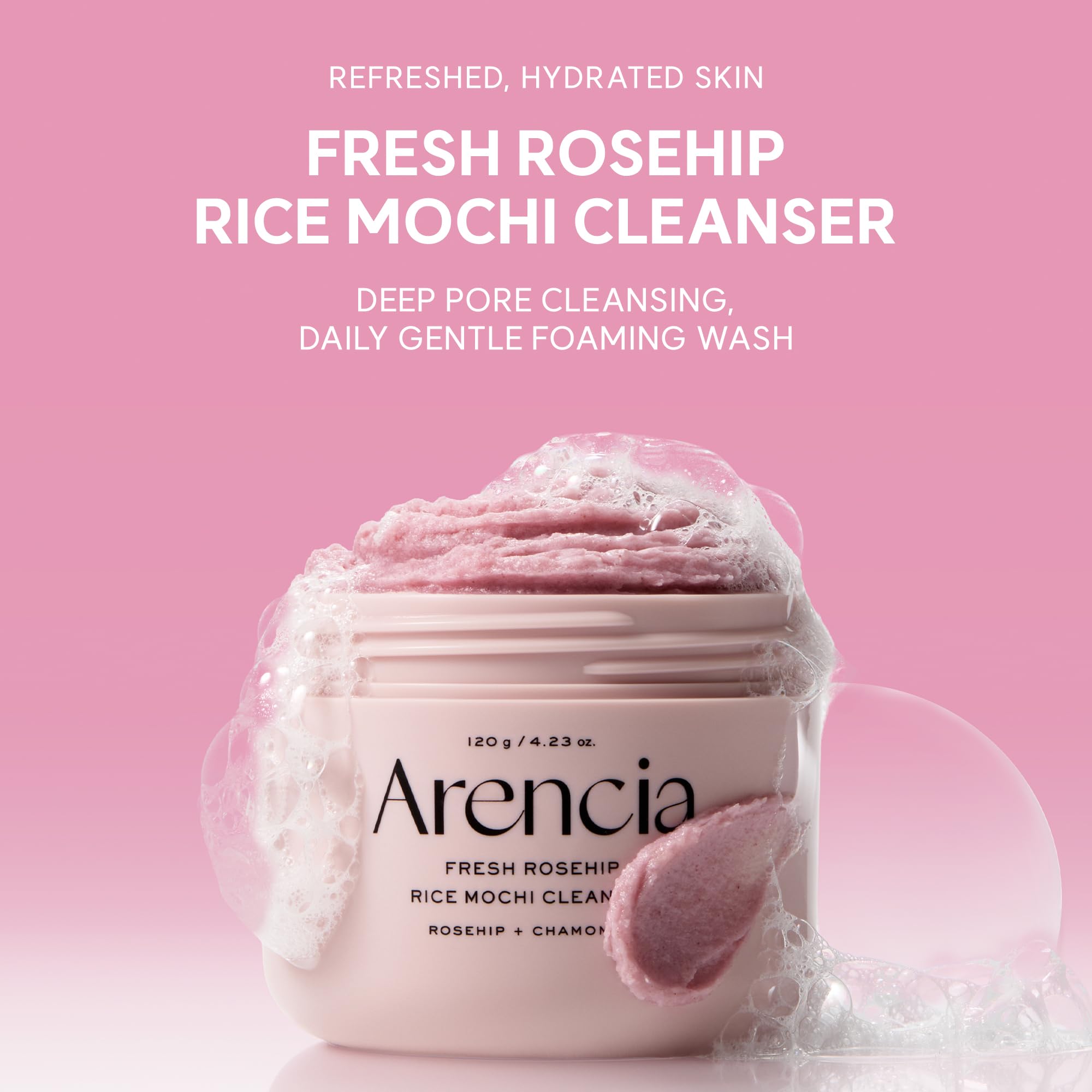 ARENCIA creamy mochi-like texture close-up showing gentle exfoliation