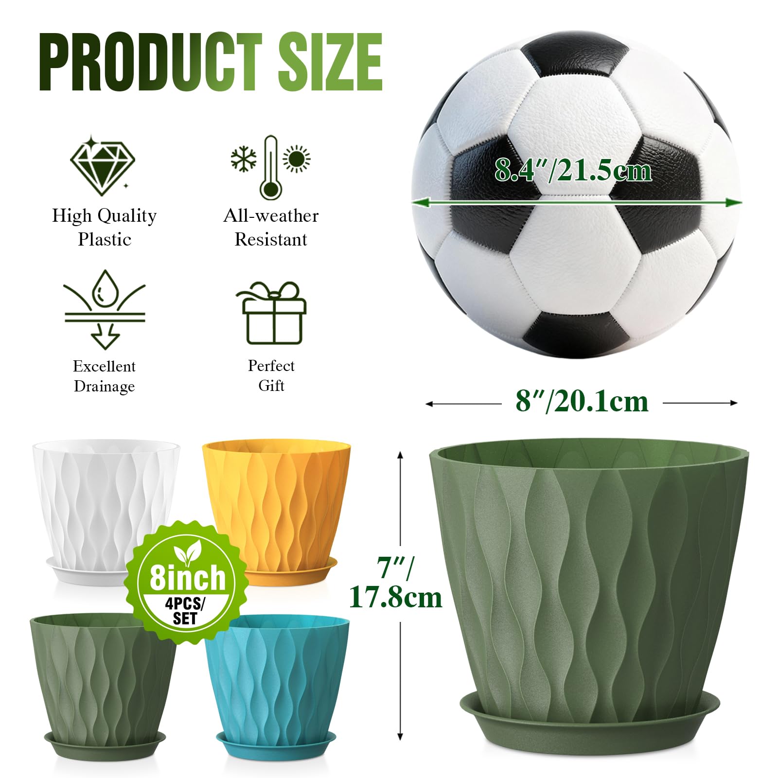 Areutxbis drainage holes and saucer detail prevent overwatering and protect surfaces