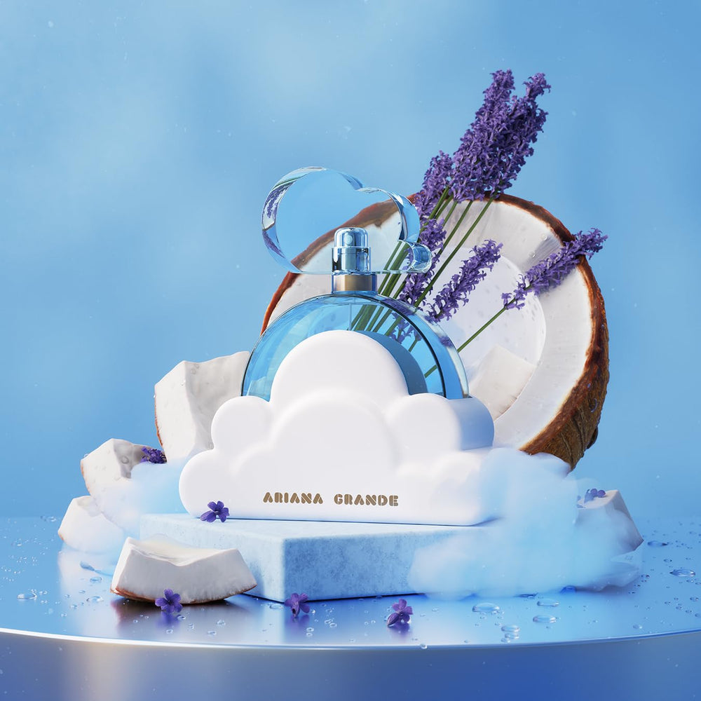 Ariana Grande Cloud held in hand to show 3.4 fl oz size and travel convenience