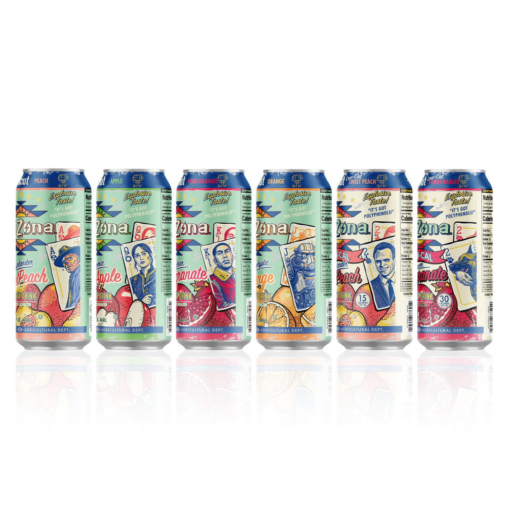 Hand holding 15 fl oz AriZona x Fallout can to show scale and convenient on-the-go energy