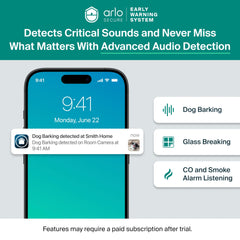 Arlo Essential in living room tracking a pet showing continuous monitoring benefit