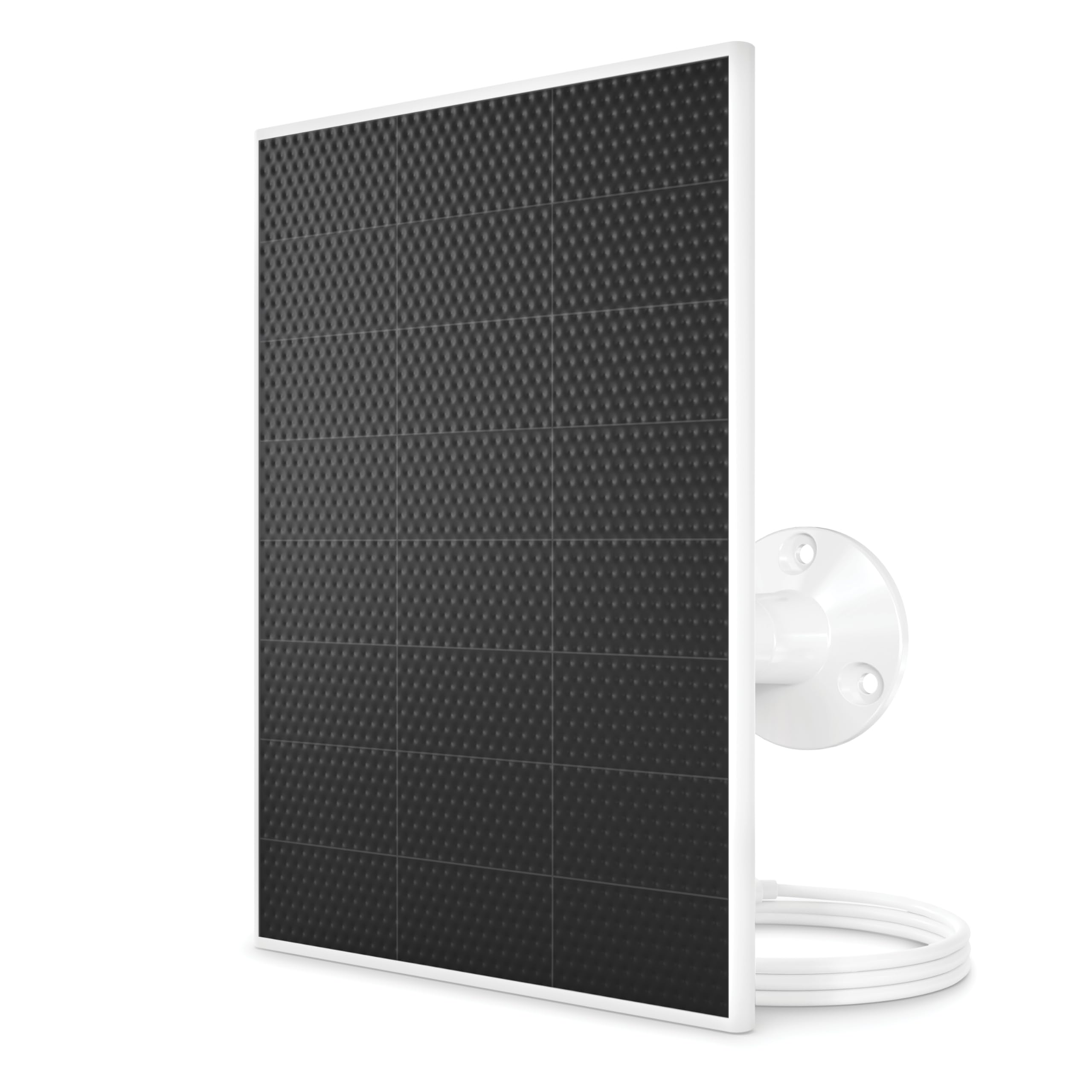 Arlo solar panel front view showing sleek white housing and durable finish benefits longevity