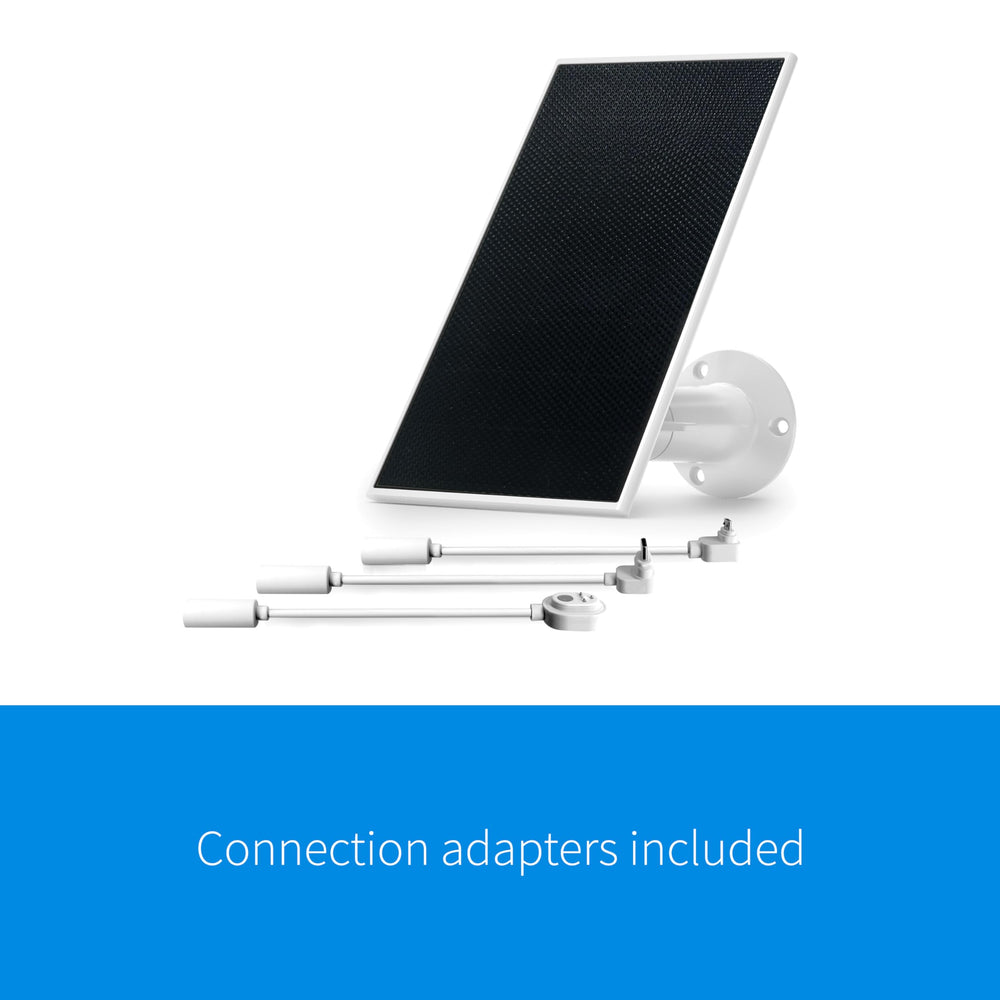Arlo solar panel on a house exterior in daylight showing hands-free solar charging convenience