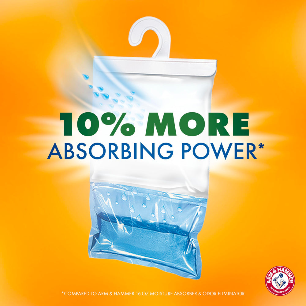 Arm & Hammer hanging moisture absorber in closet keeping clothes fresher