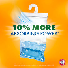 Arm & Hammer hanging moisture absorber in closet keeping clothes fresher