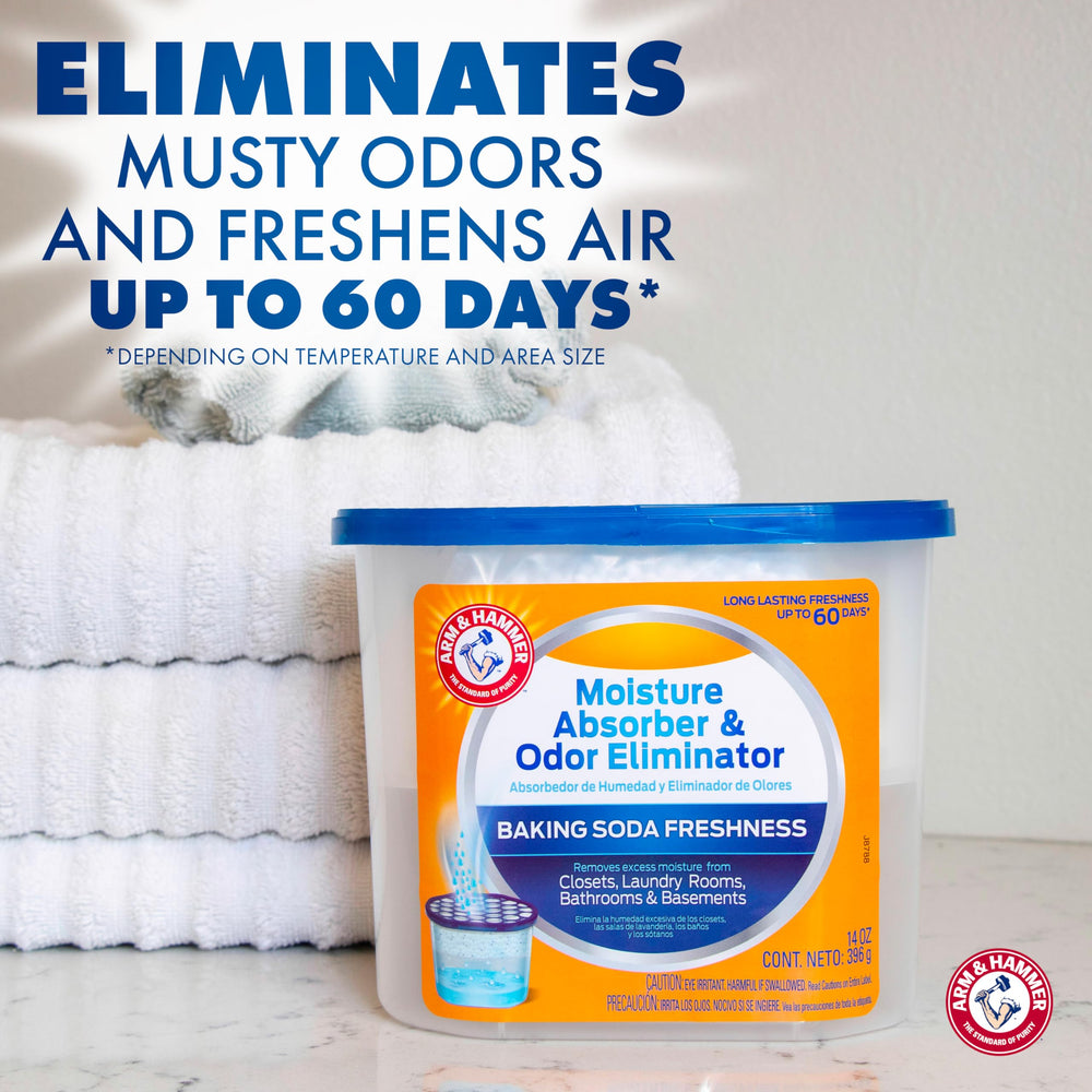 Arm & Hammer close-up of moisture-absorbing crystals highlighting fast absorption
