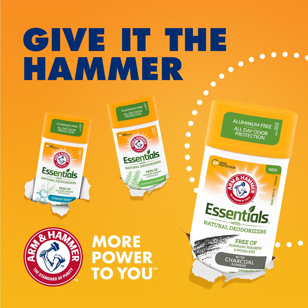 Arm & Hammer stick in hand for scale showing compact size and travel-friendly benefit