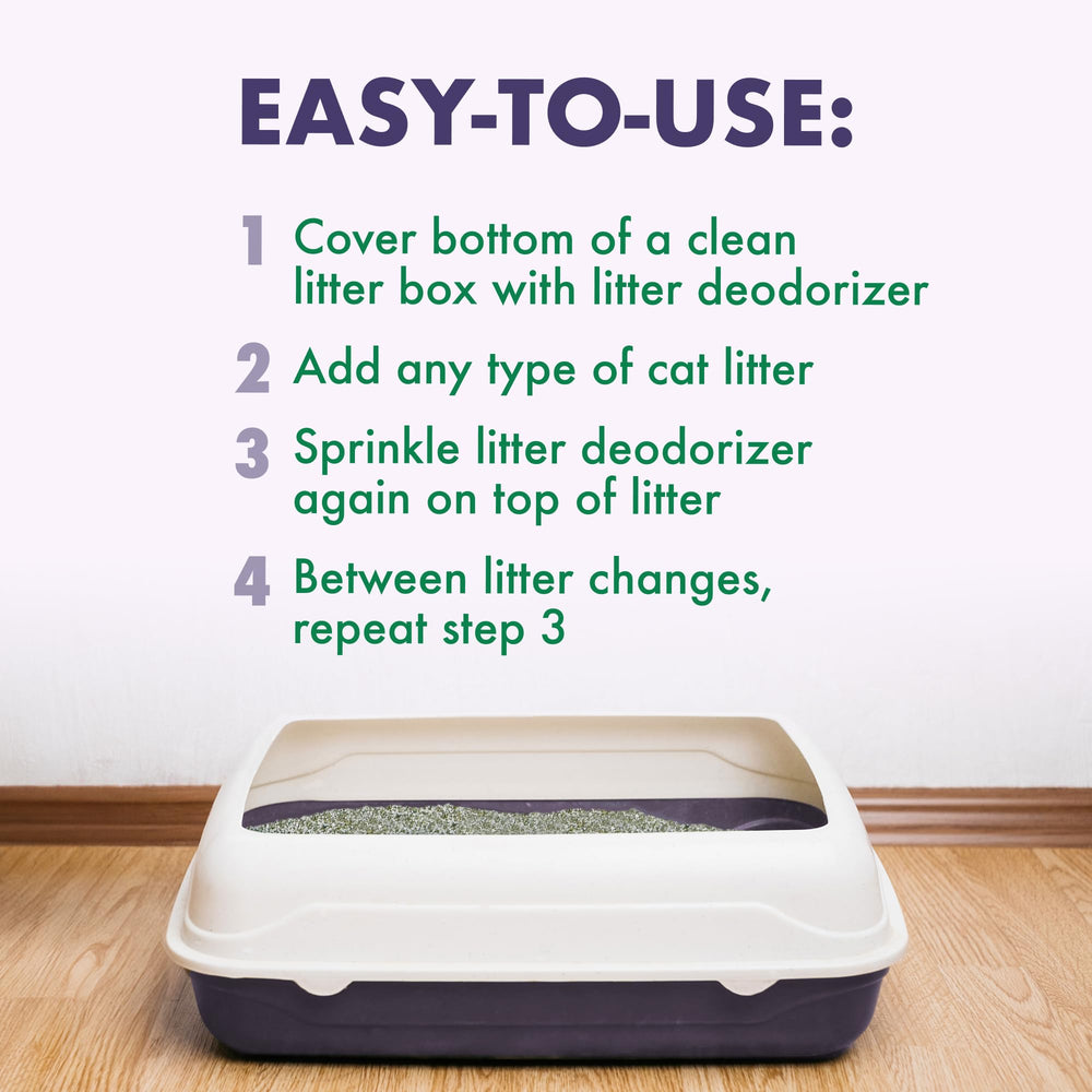 ARM & HAMMER deodorizer near cat litter station in kitchen showing odor reduction