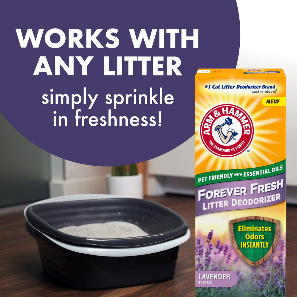 ARM & HAMMER next to common household items showing size and 30 oz scale benefit