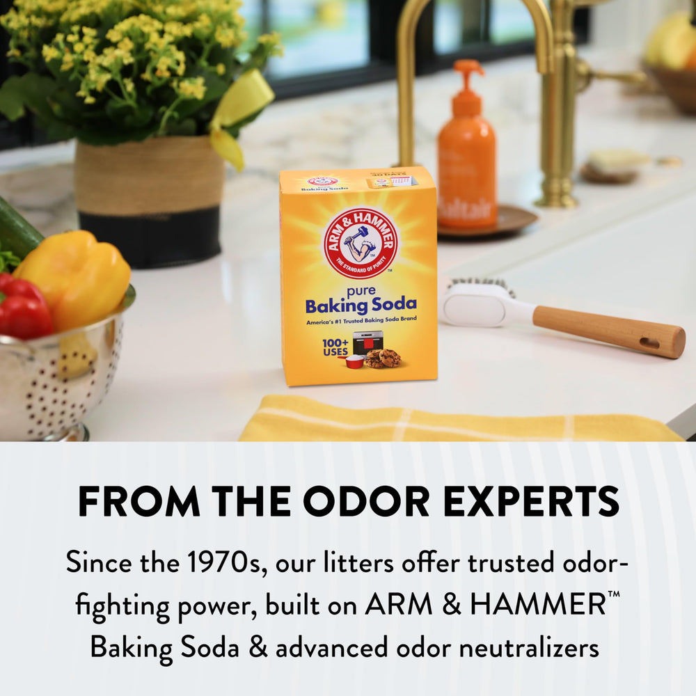 ARM & HAMMER clear label close-up showing features and scent benefit