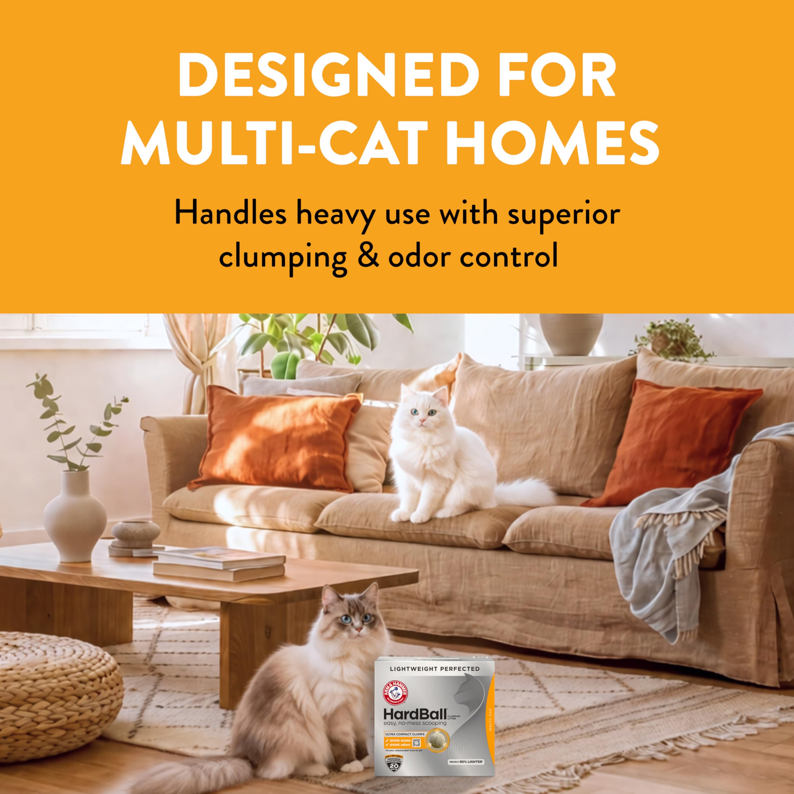 ARM & HAMMER litter in a box used by cat showing multi-cat strength
