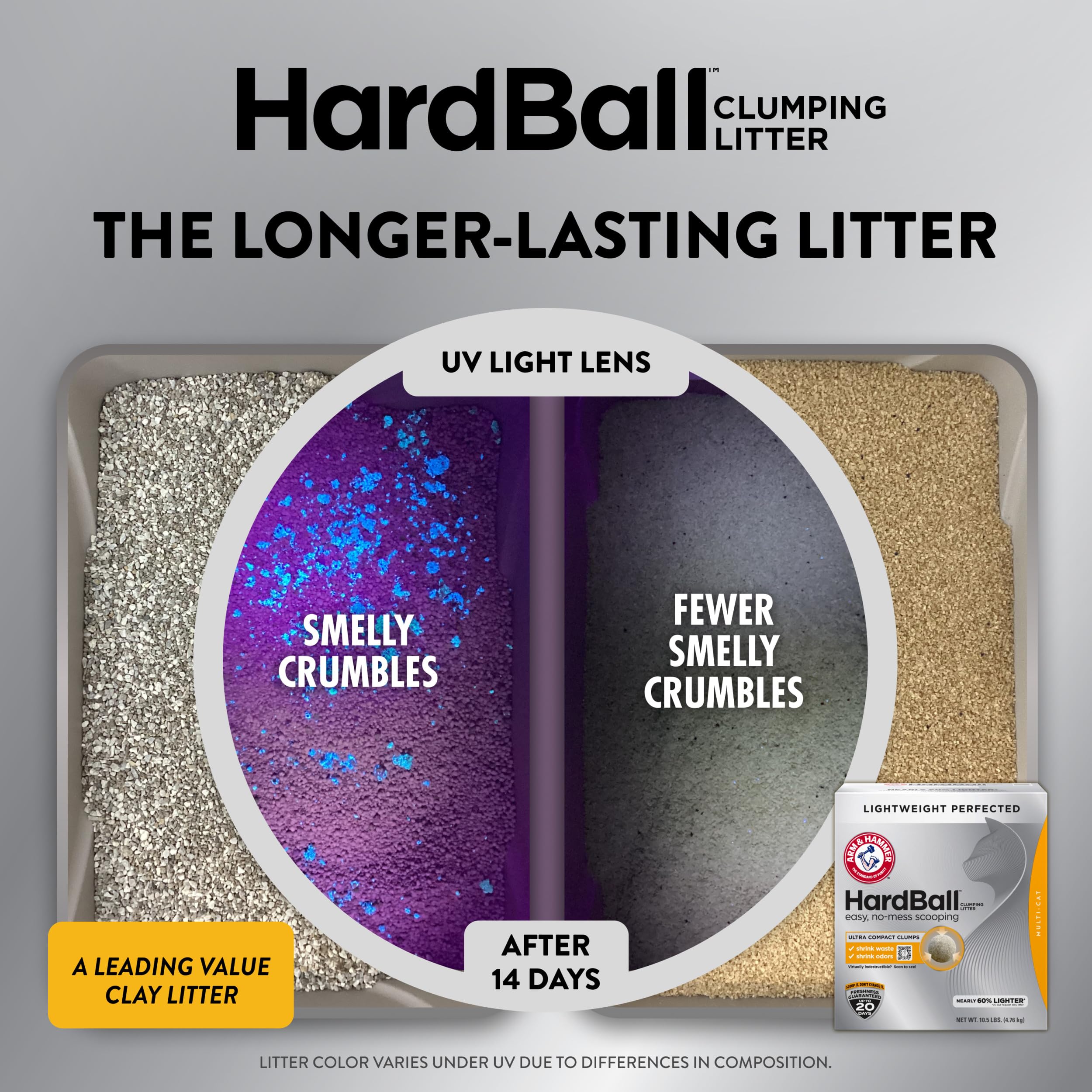 ARM & HAMMER tight scoopable clump demonstrating easy cleanup benefit