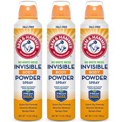 Arm & Hammer front packaging showing clear talc-free spray benefit