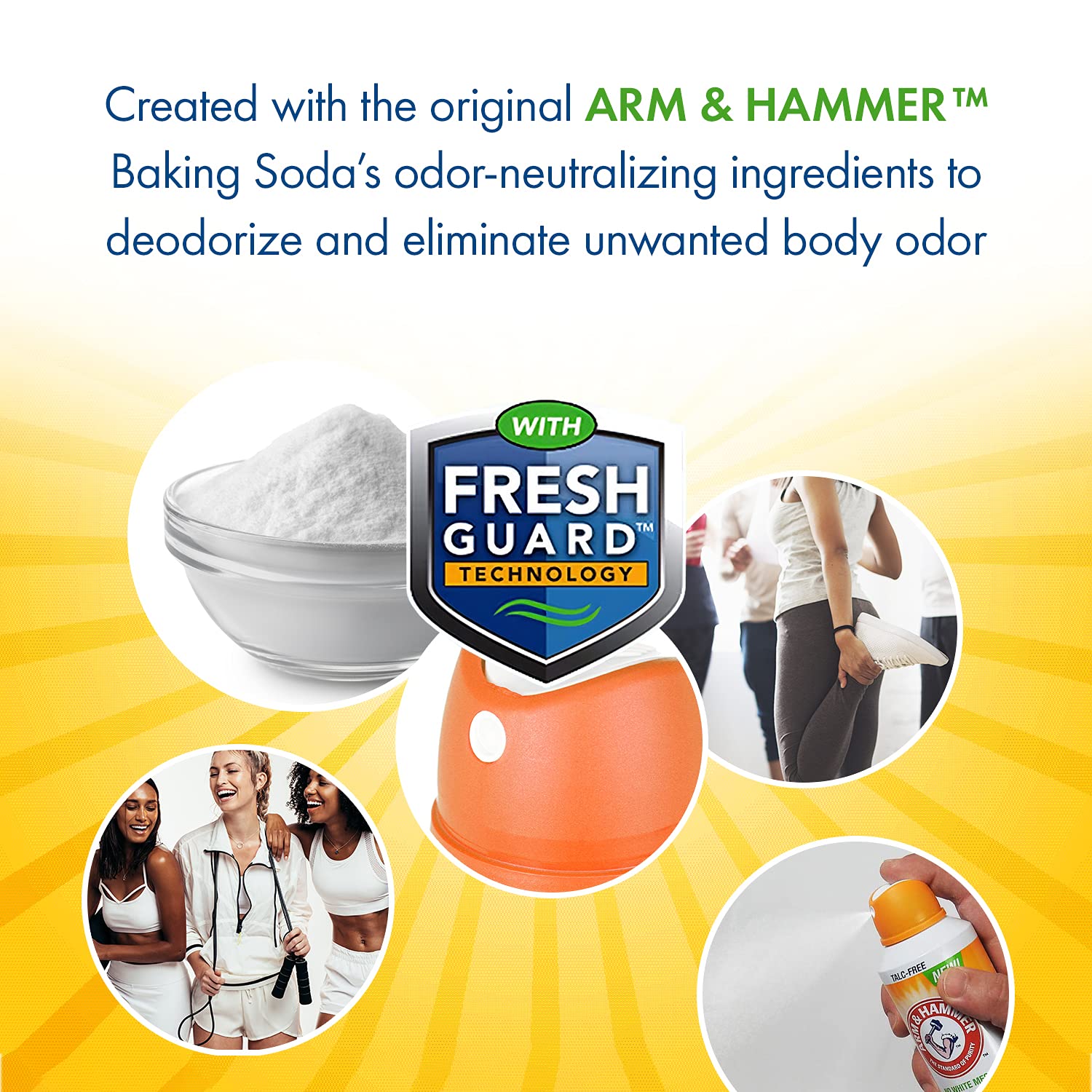 Arm & Hammer product label highlighting baking soda odor control