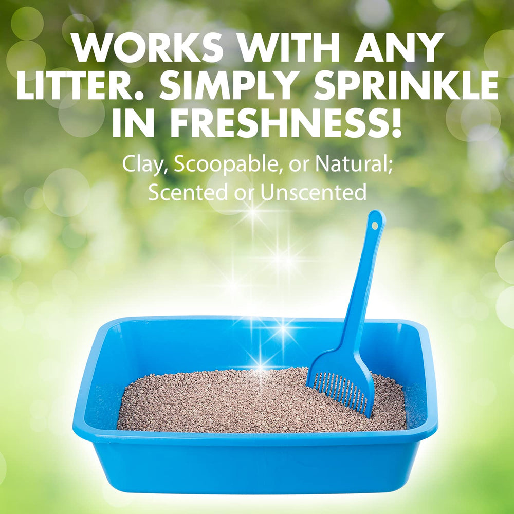 Arm & Hammer placed on counter near litter box keeping home fresh benefit