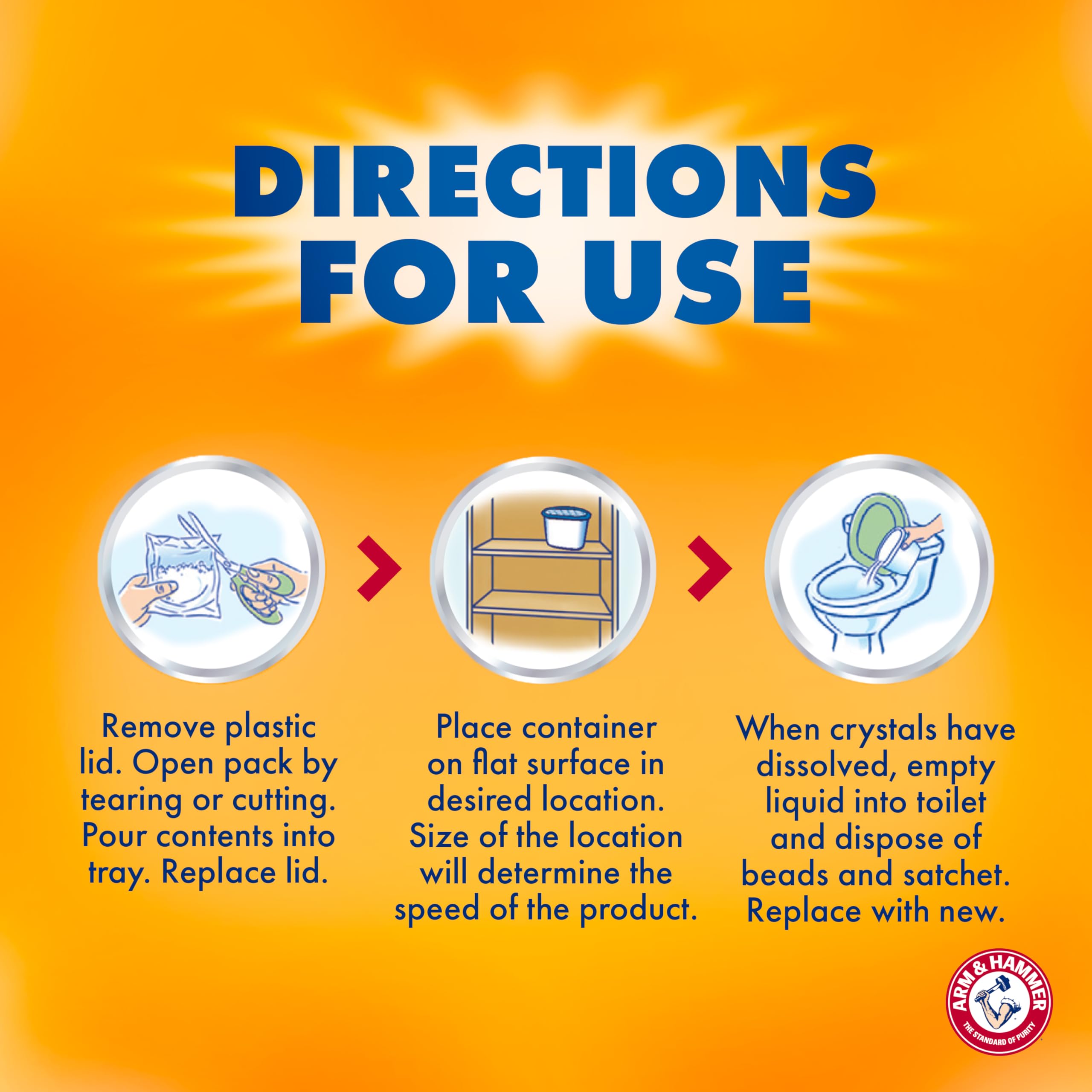 Arm & Hammer tub on laundry shelf showing fresher clothes and reduced humidity benefit