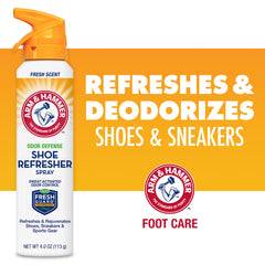 Arm & Hammer spray being applied into a sneaker for fast freshness
