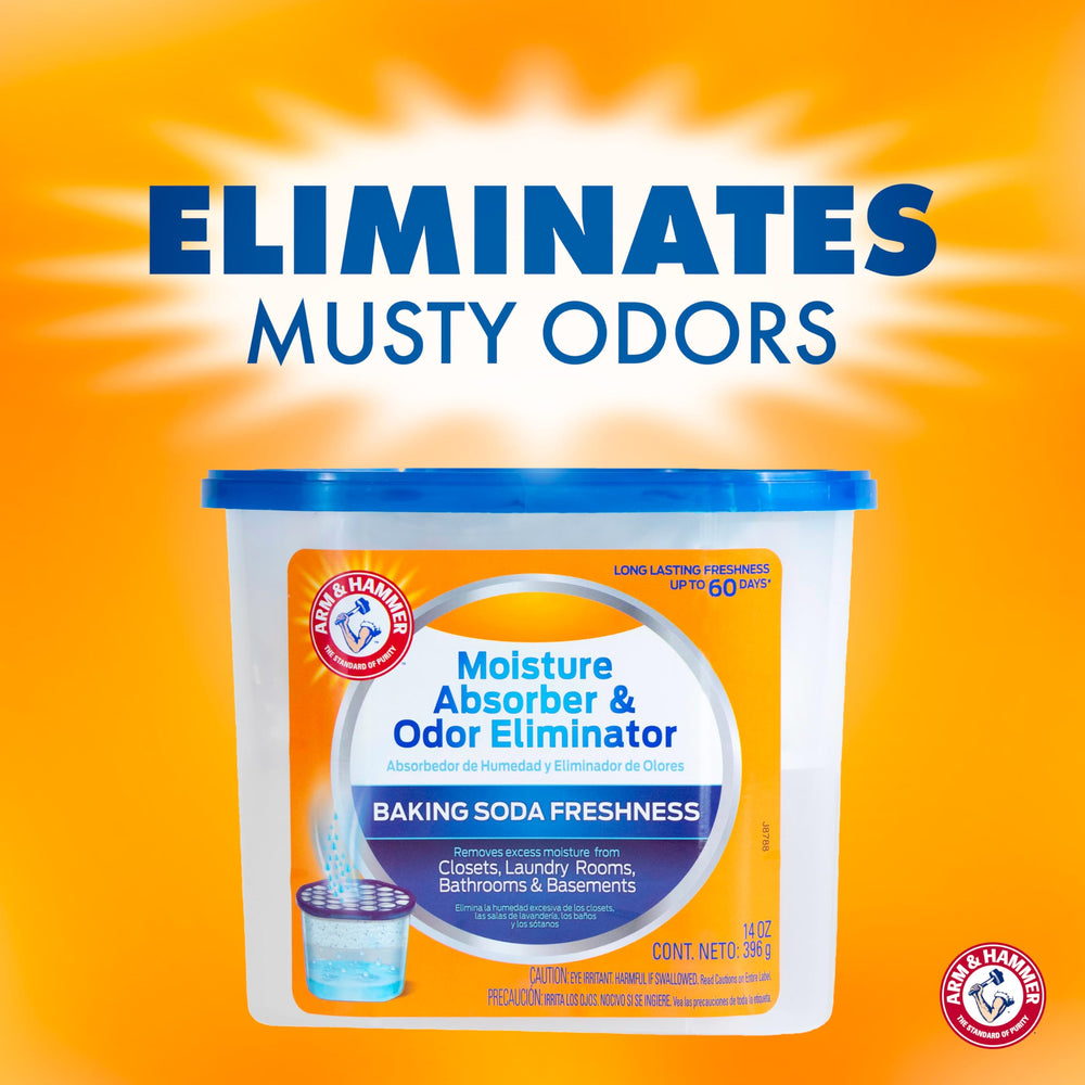 Arm & Hammer tub placed in a closet demonstrating odor prevention benefit