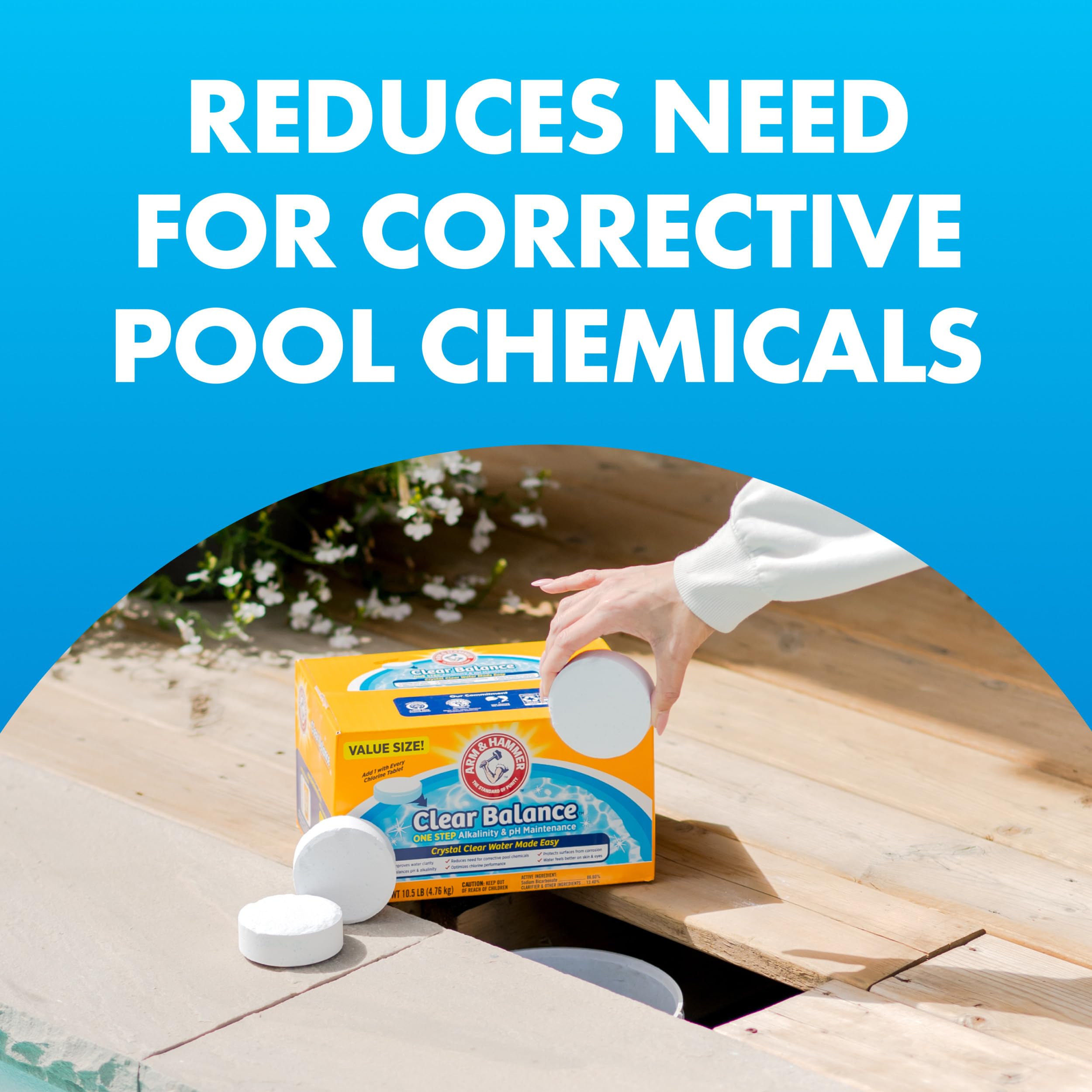 ARM & Hammer label and ingredients view emphasizing baking soda–based buffering benefits
