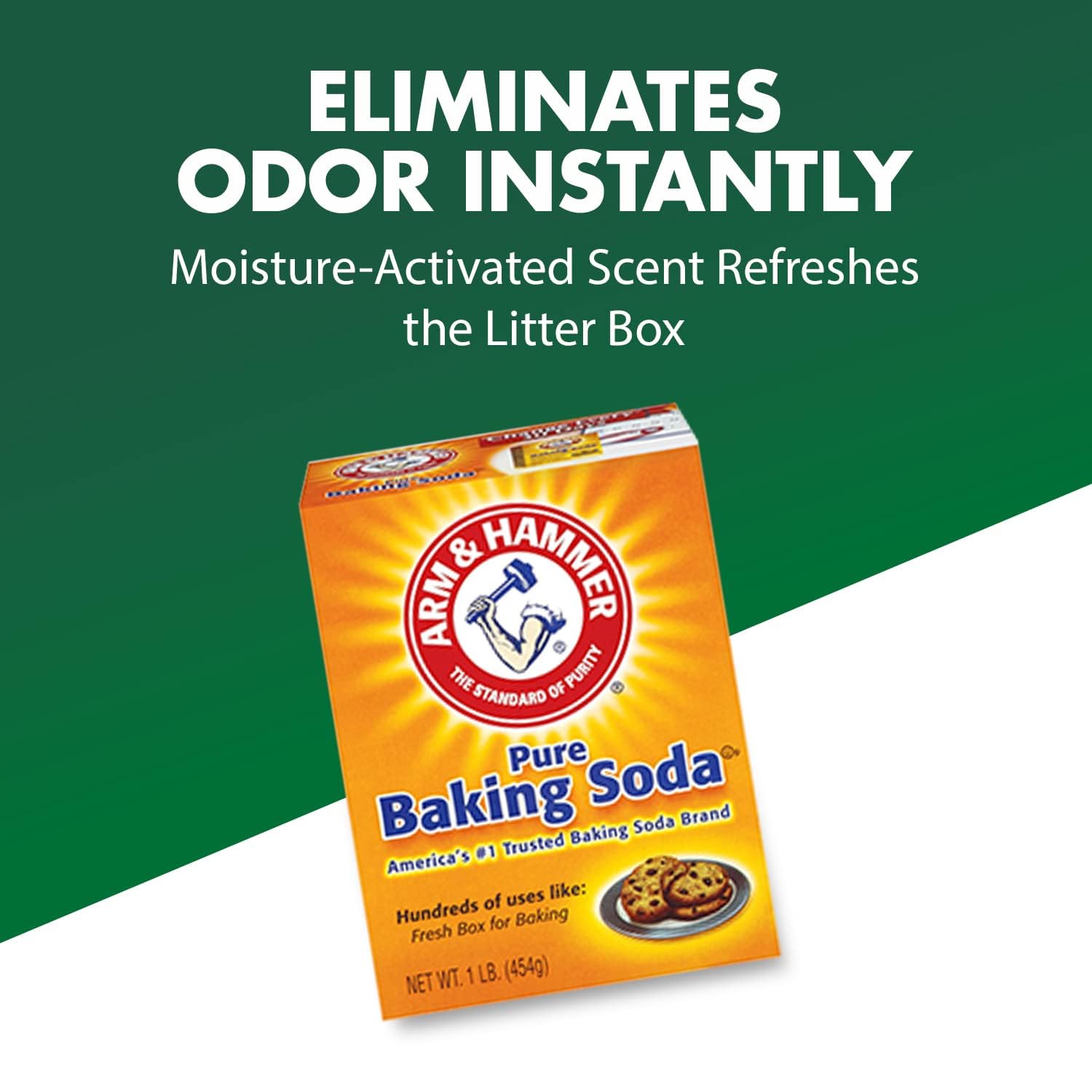 close-up of baking-soda crystals texture showing Arm & Hammer absorbent action