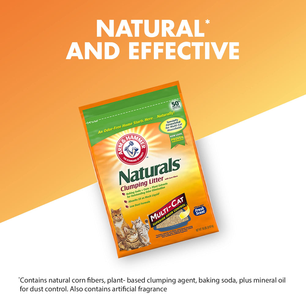 Arm & Hammer filled litter box in multi-cat home showing effective odor management