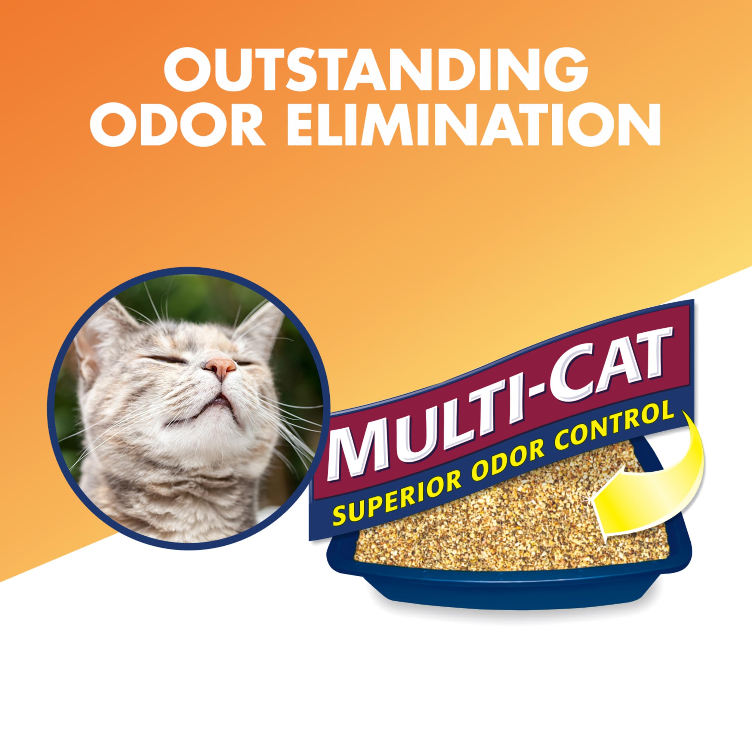 Arm & Hammer pouring action into litter box for easy, lightweight handling
