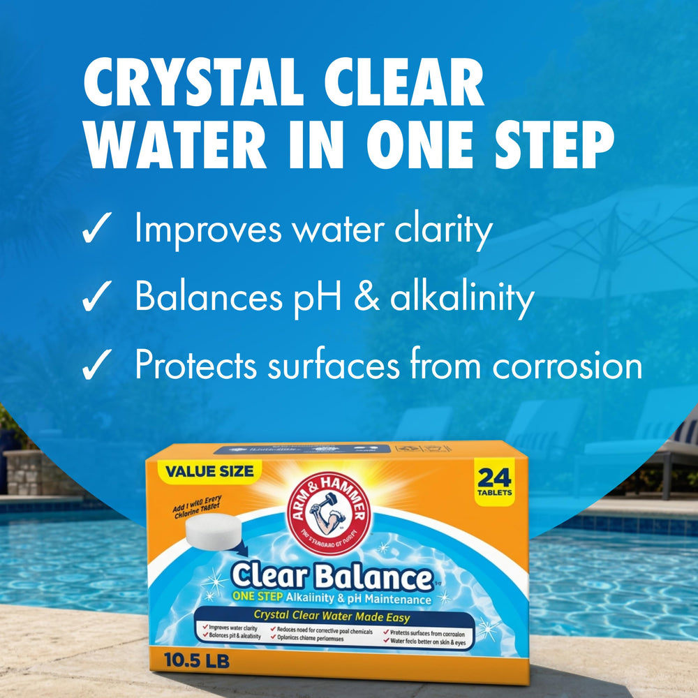 ARM & Hammer tablet close-up texture highlighting pre-measured formula for hassle-free dosing
