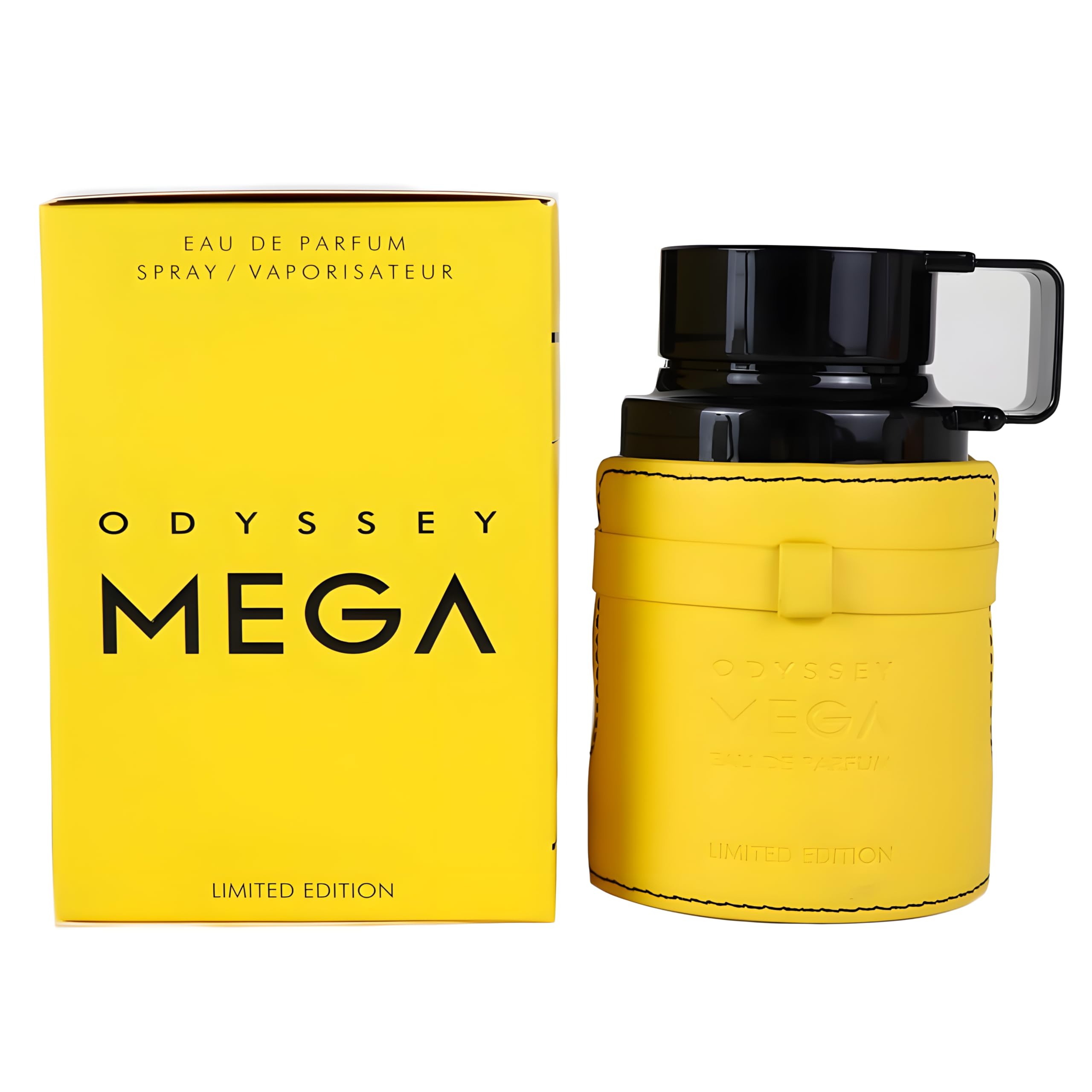 Armaf Odyssey Mega close-up of bottle and cap, highlights design and finish