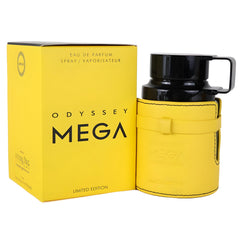 Armaf Odyssey Mega ingredients collage with citrus and woods, shows scent notes