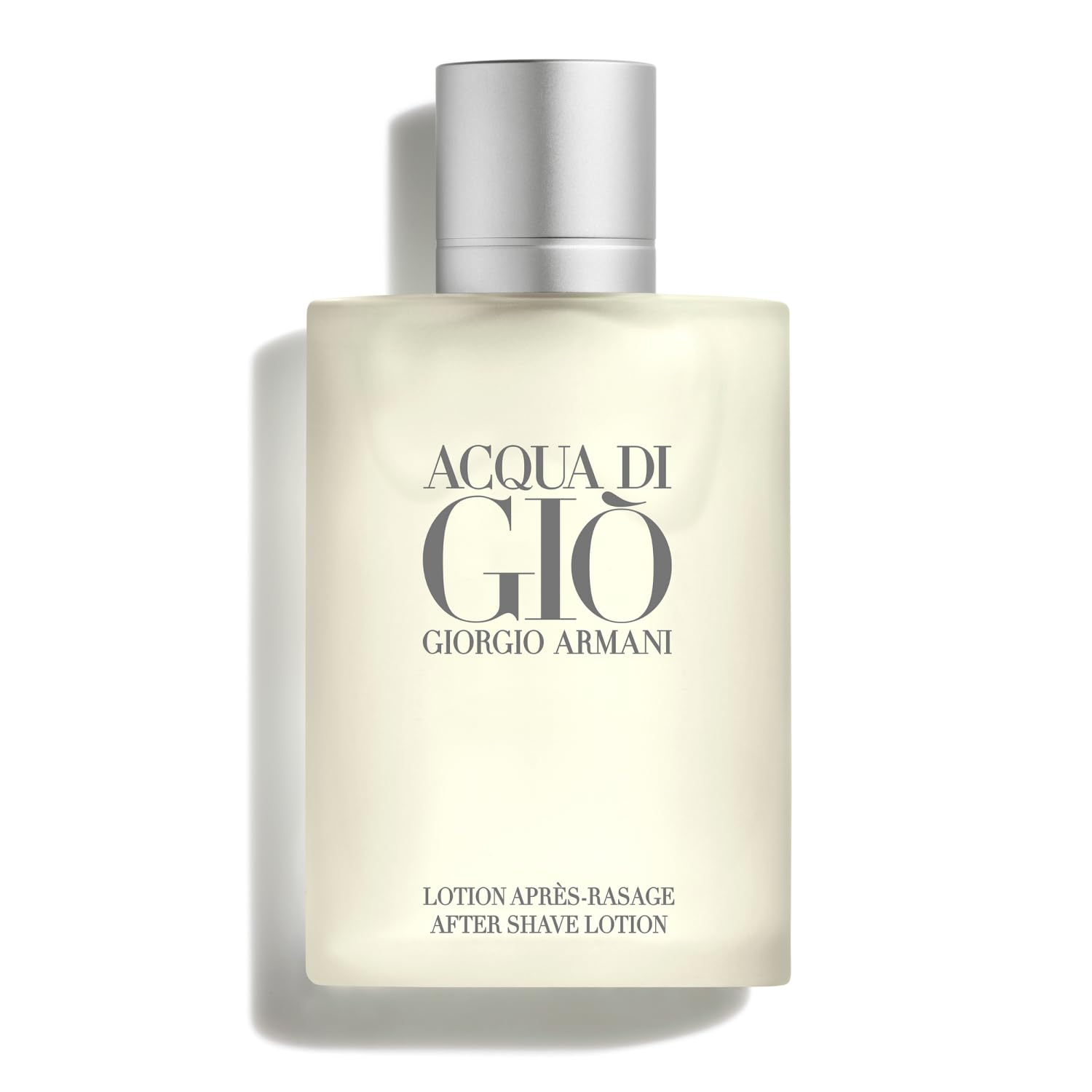 Armani Beauty Acqua di Giò front bottle showing size and elegant label benefits calming skin