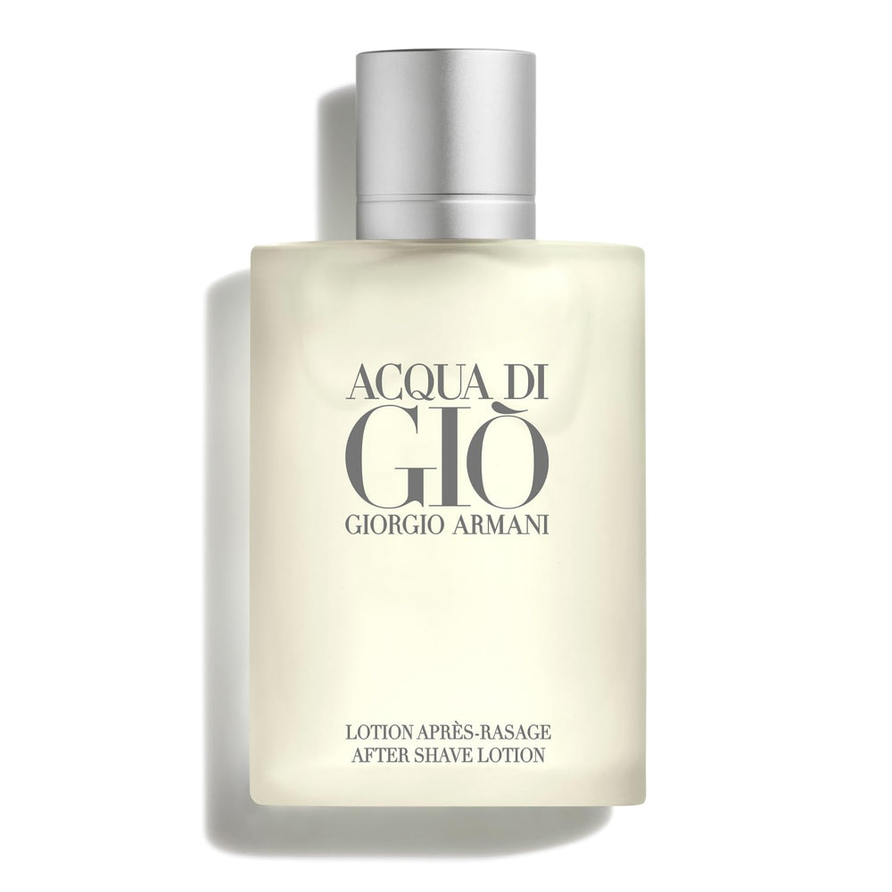 Armani Beauty Acqua di Giò front bottle showing size and elegant label benefits calming skin