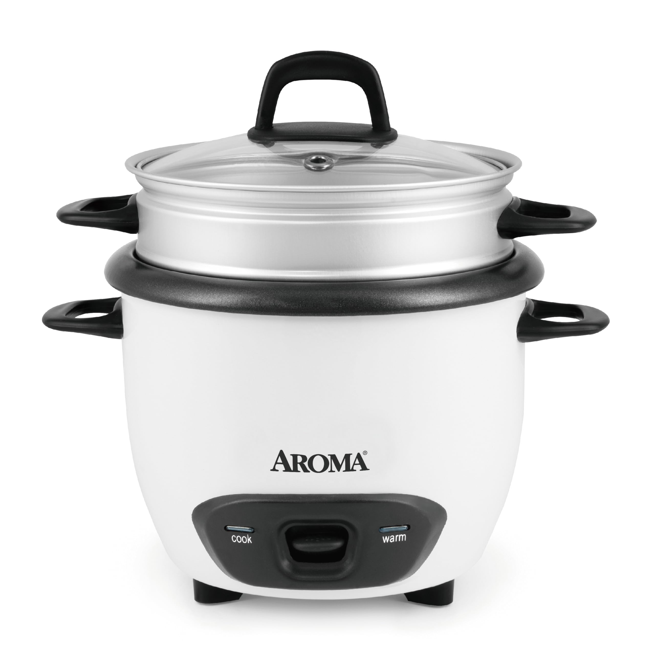 AROMA front view of cooker showing compact design and clear controls for convenience